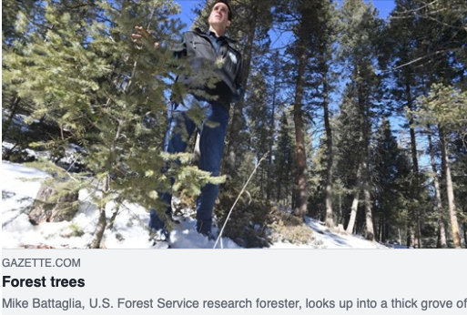 The Gazette article featuring Mike Battaglia, USFS Research Forester. Photo Credit: Jerilee Bennett, The Gazette